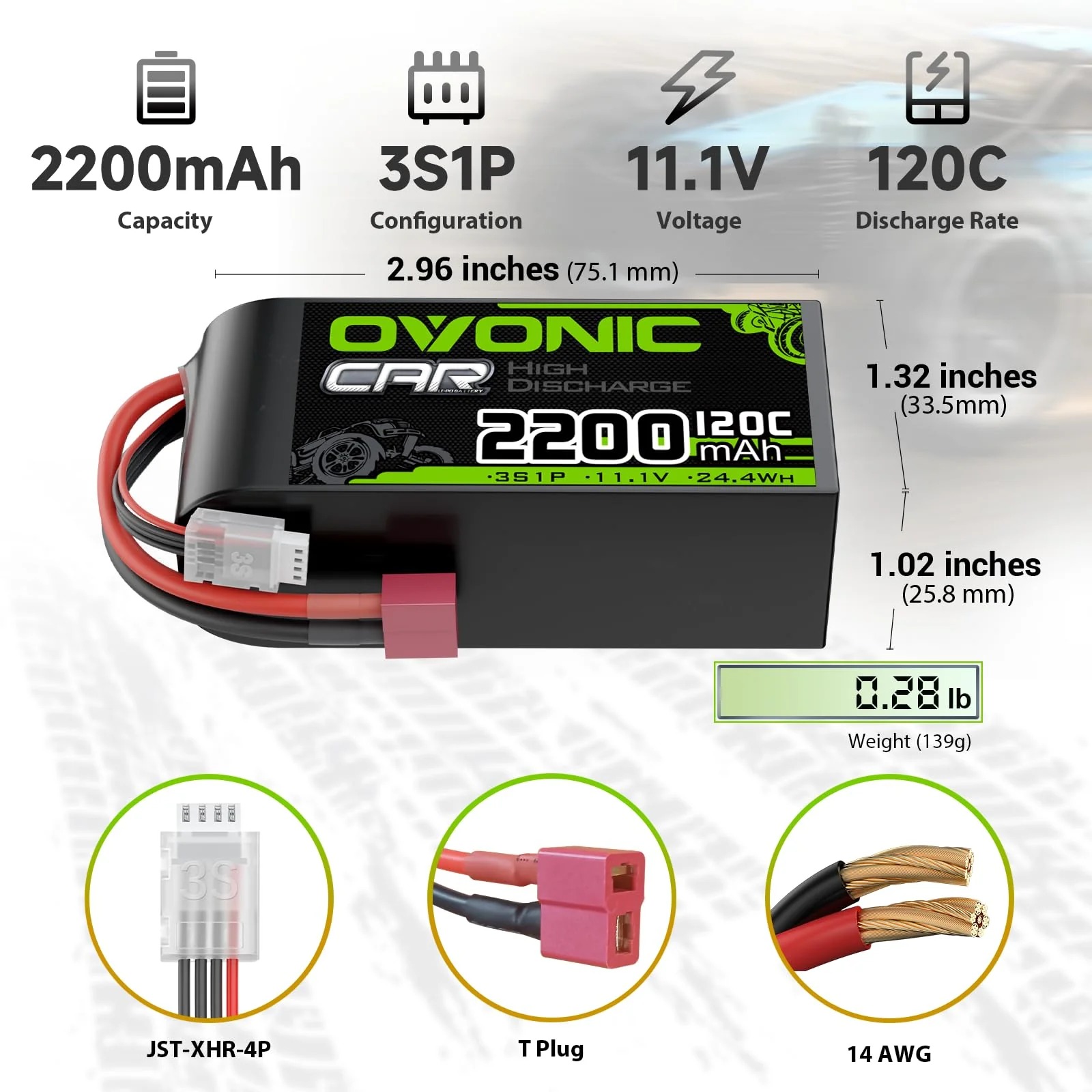 Rc Hobby Grade Truck - Аккумулятор OVONIC 3S Short LiPo 11.1V